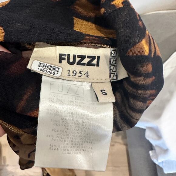 Fuzzi Patchwork Mesh Midi Dress SMALL Slinky Bodycon Designer Mockneck $700 - Picture 13 of 14